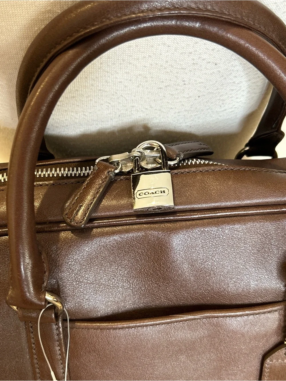 Coach Unisex Briefcase Business Bag 2-Way Zip Slim NOS NEW 5338 Brown